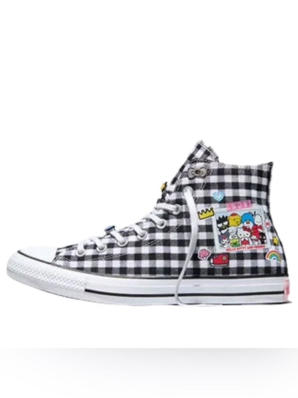 Converse Kids' Black & White Gingham High-Top Sneaker with Character A17697C